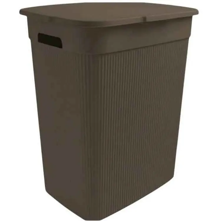 Кошик для білизни ELIF PLASTIK 40л коричневий з кришкою з/руч.