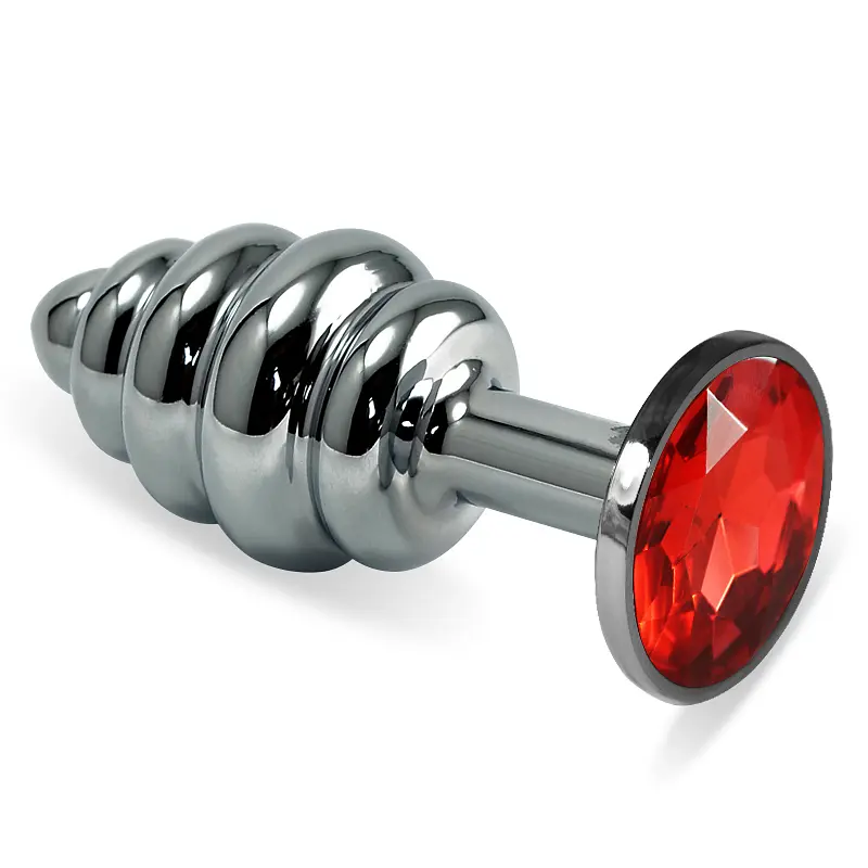 Анальна пробка - Heavy Metal Anal Plug Silver Rosebud Spiral Red - фото 3