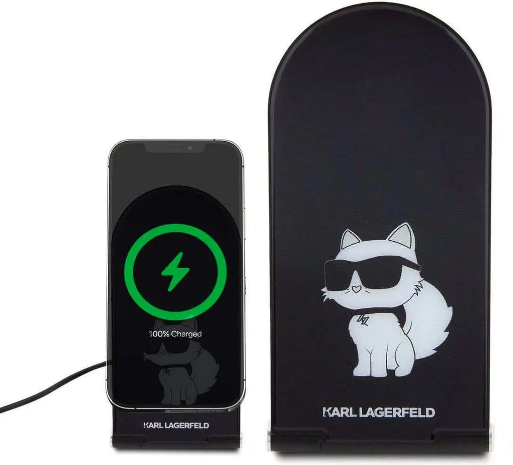 Беспроводное магнитное зарядное устройство 2в1 Karl Lagerfeld Choupette NFT Black - фото 4