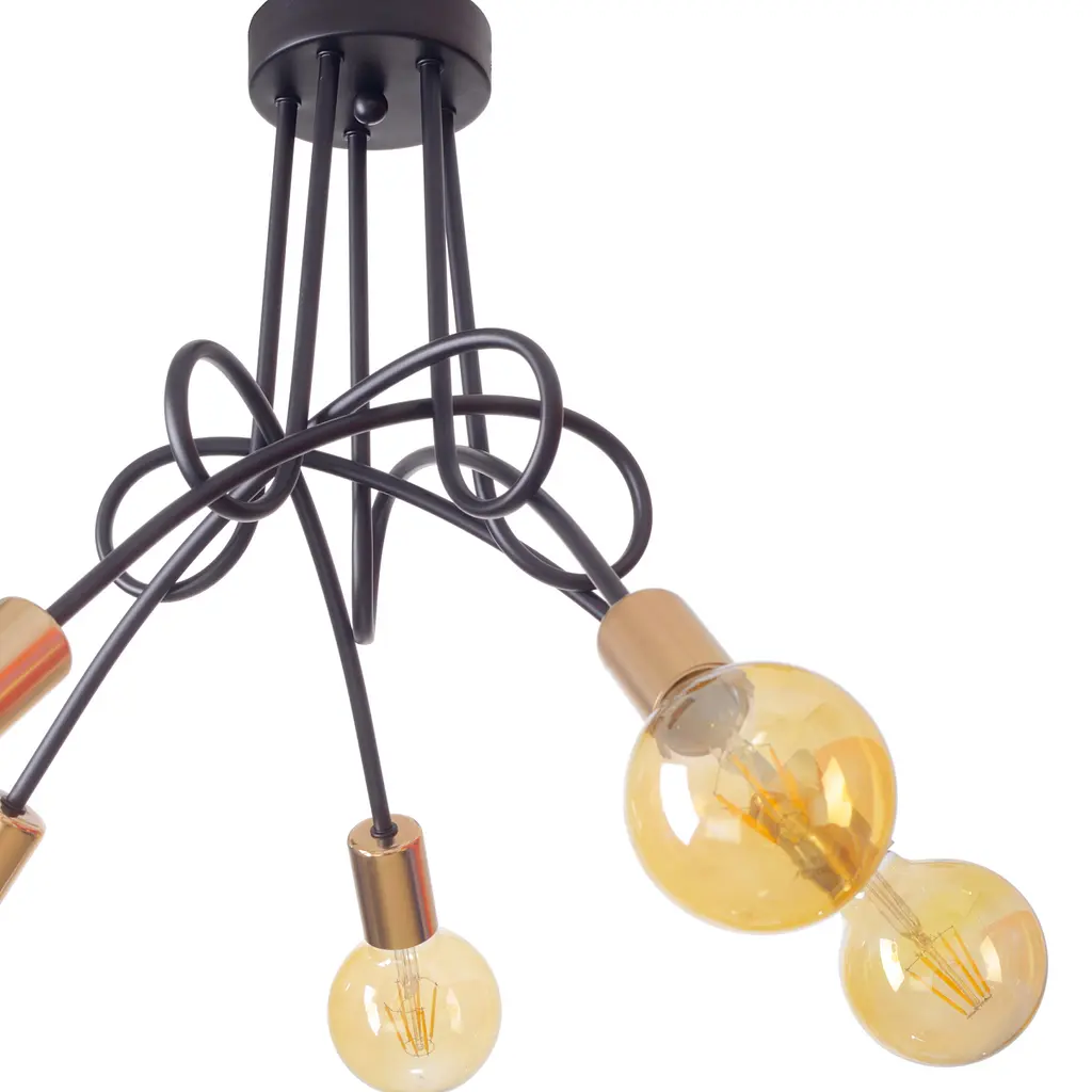 Люстра Brille потолочная лофт в спальню Е27 60W BK+G (BR-01 604C/5) - фото 3