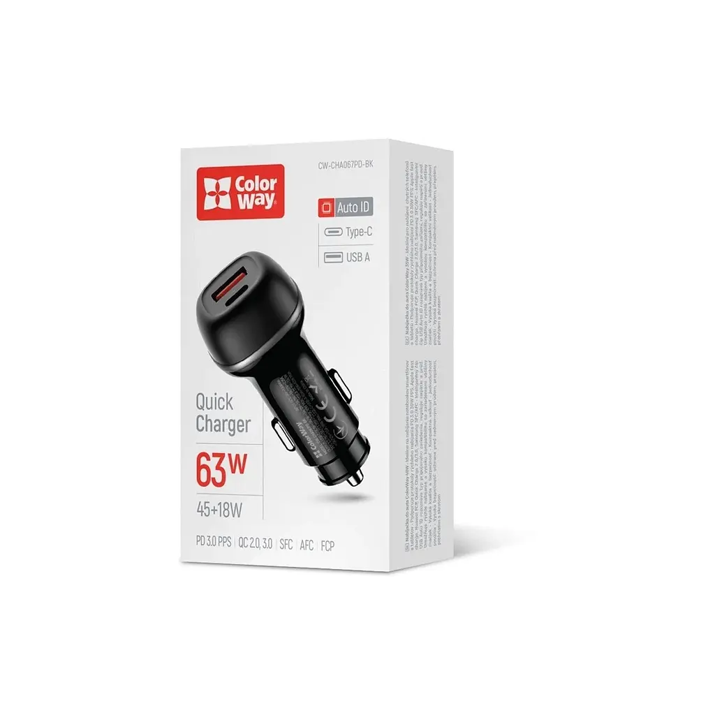 Зарядний пристрій ColorWay USB-C PD45W + USB QC3.0 car adapter (CW-CHA067PD-BK) - фото 6