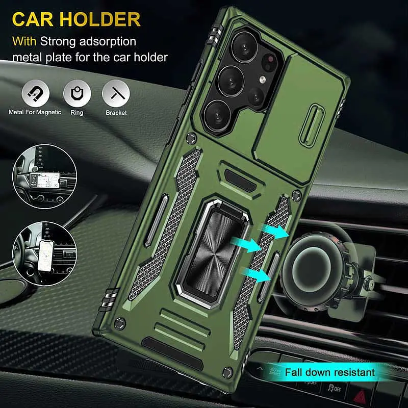 Чехол ударопрочный Epik Camshield Army Ring для Samsung Galaxy S24 Ultra Оливковый/Army Green - фото 4