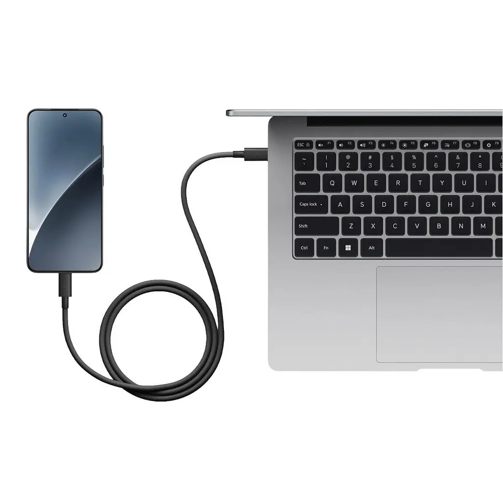 Кабель USB4 - Xiaomi high-speed Braided Type-C to Type-C 240W 6A (BHR087BGL) 1 метр чорний - фото 6