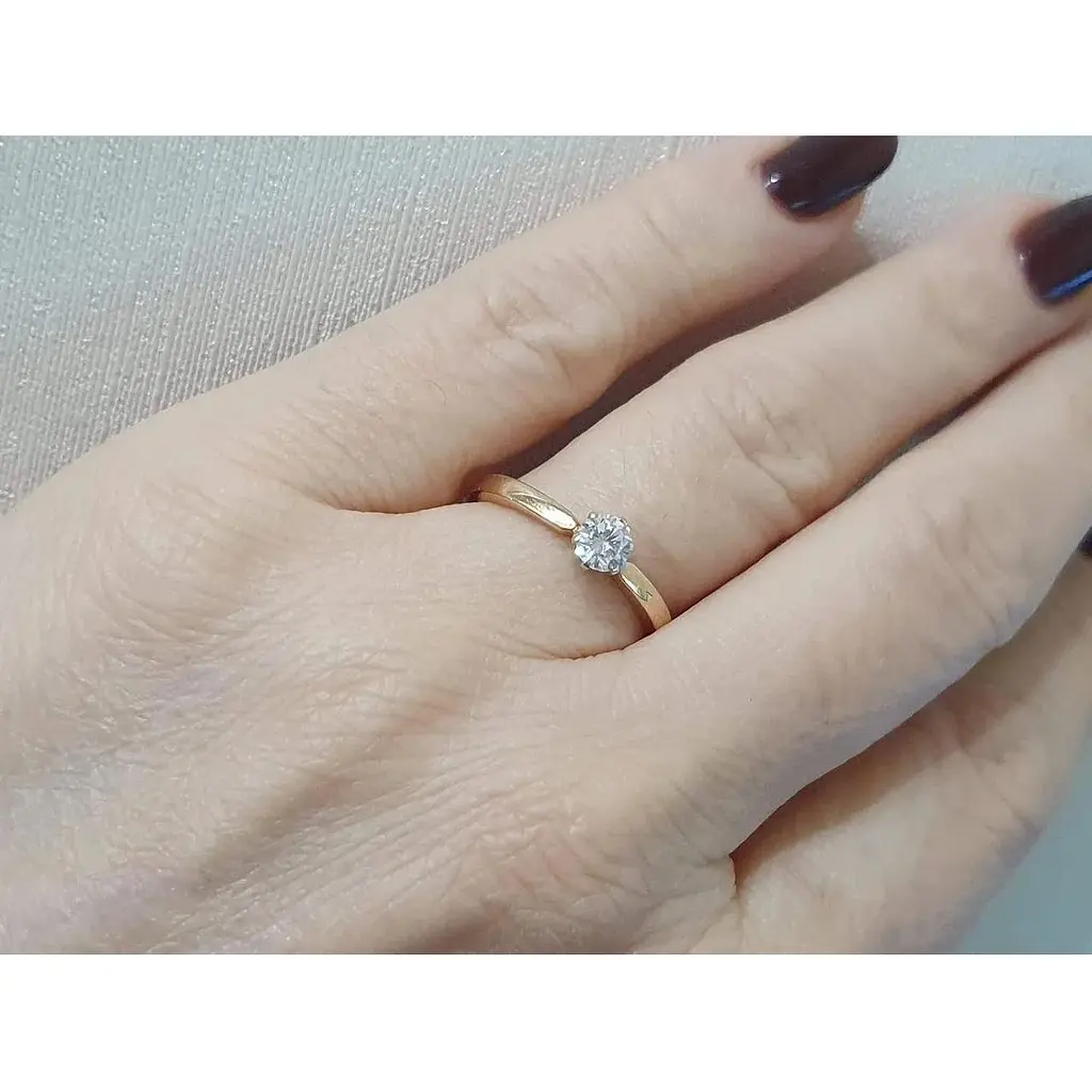 Золота каблучка Гаразд з фіанітом. 3522122 17,5 - фото 2