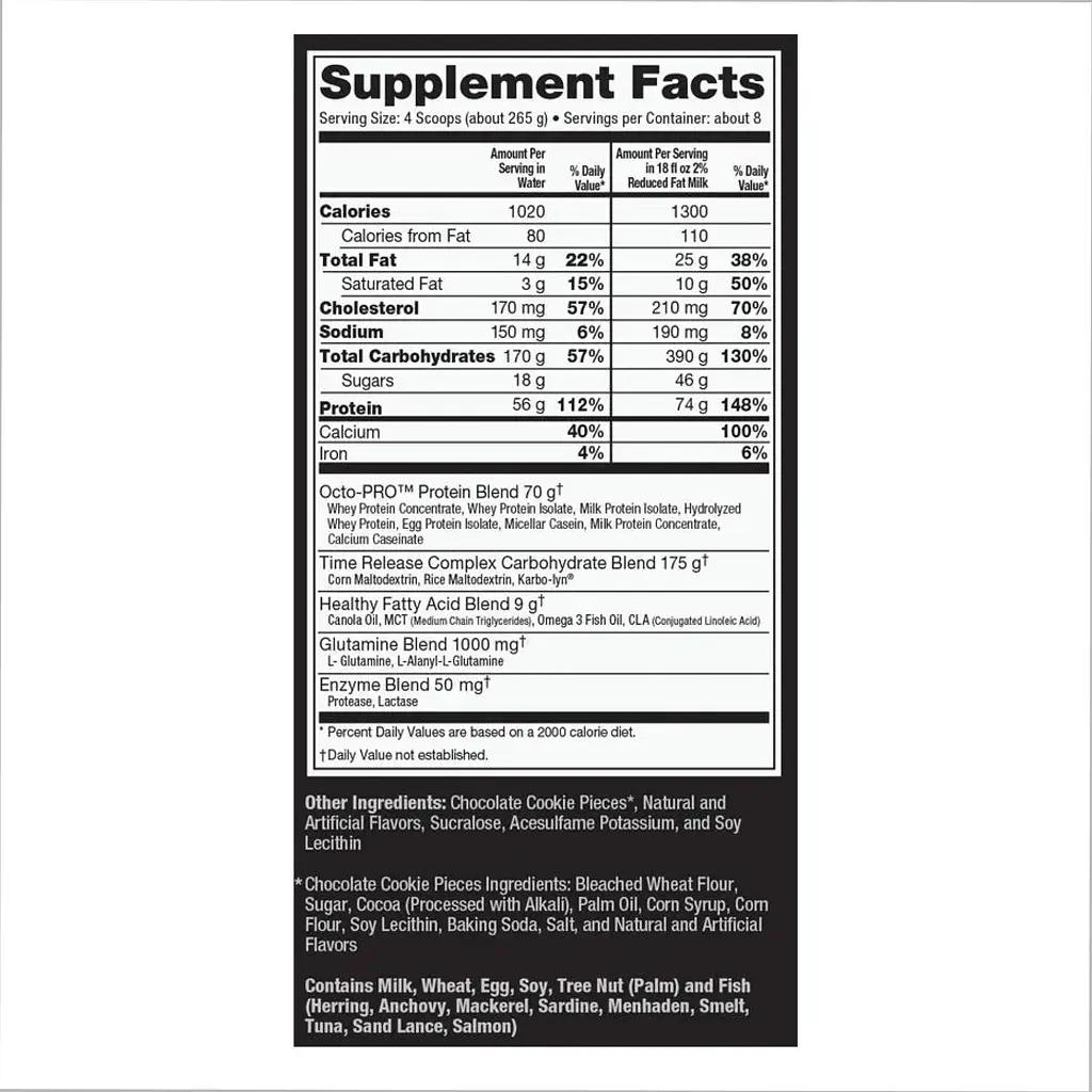 Гейнер Ultimate Nutrition Muscle Juice Revolution 2600 Cookies Creme 2120 г - фото 2
