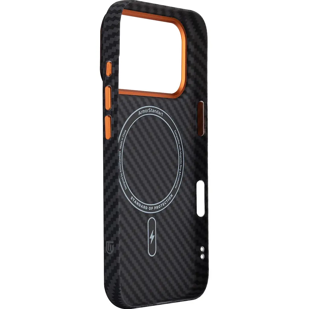 Чохол ArmorStandart LikeCarbon2 SE MagCase для Apple iPhone 17 Pro Black Orange (ARM89161) [156300] - фото 4