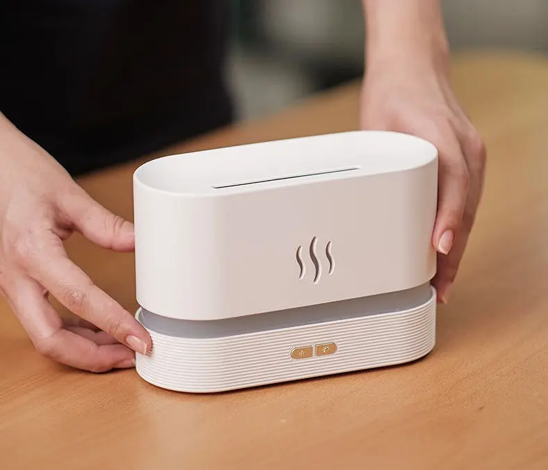 Зволожувач повітря з ефектом полум'я Air humidifier 2344 ультразвуковий 180 мл Білий  - фото 4