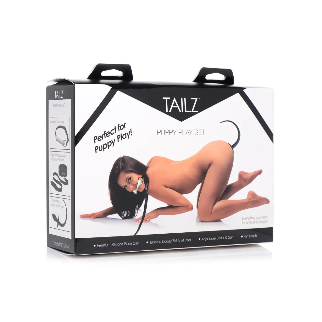 Tailz Puppy Play Set - Gag, Plug, Collar - рольовий БДСМ набір щеняти: кляп, анальна пробка з хвостом, нашийник - фото 6