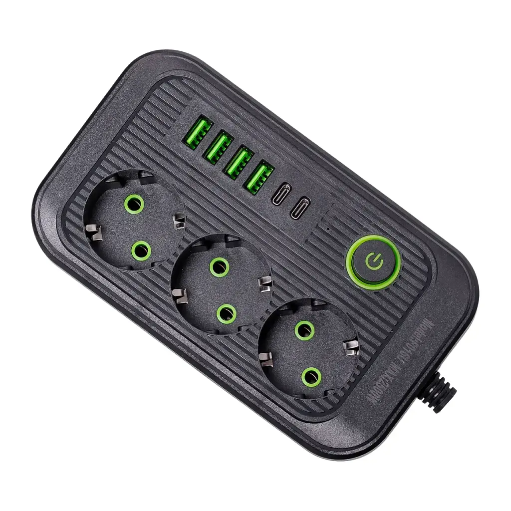 Мережевий фільтр-подовжувач Yiwu HP-5-22 LUXE F016U на 3 розетки 6 USB 4,75 метри чорний  - фото 3