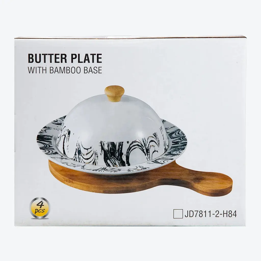 Масленка Yiwu фарфоровая 25х18.5х9 см с крышкой и дощечкой HP-1224 - фото 8