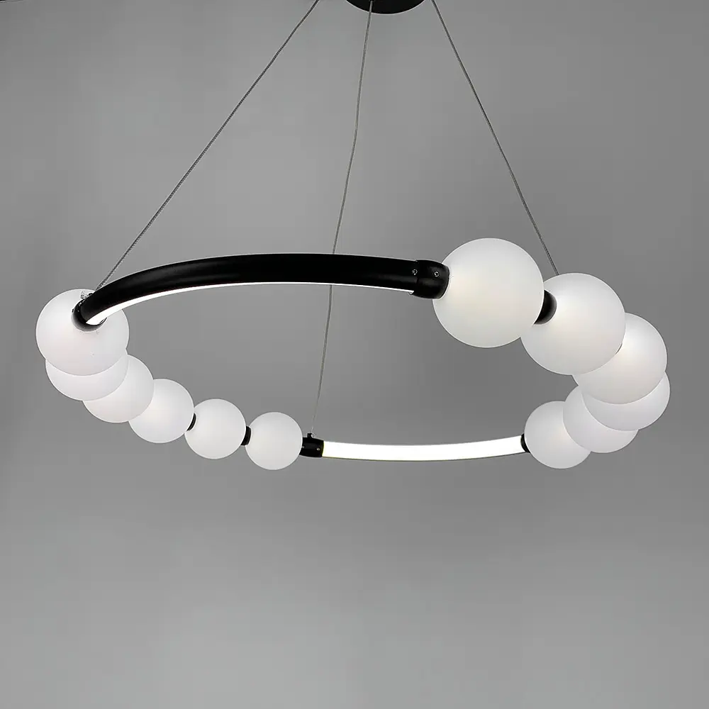 Черная люстра Nordic Pearl с плафонами-жемчужинами на 3 режима Line F | Ст. SG33-600 BK - фото 6
