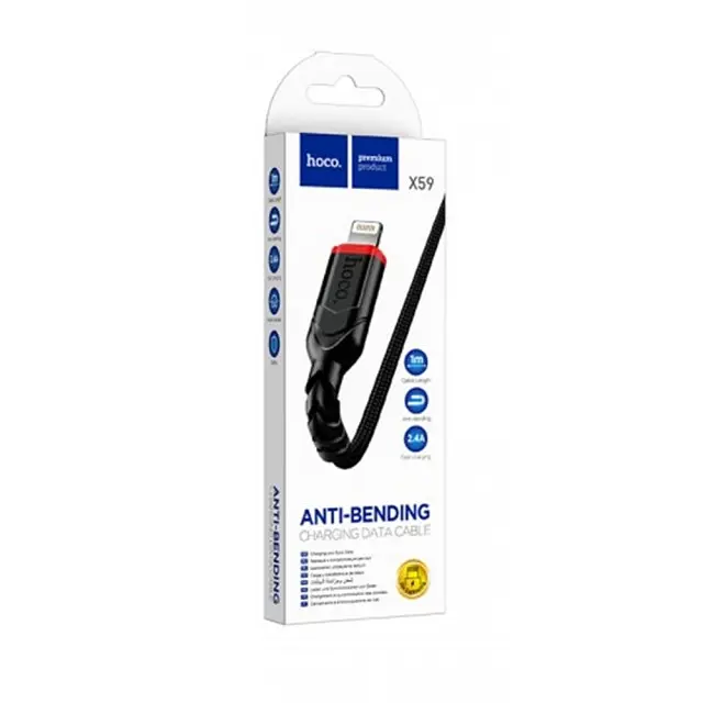 Кабель Hoco X59 Pisces Cable USB to Lightning 2,4A 1m Black - фото 2