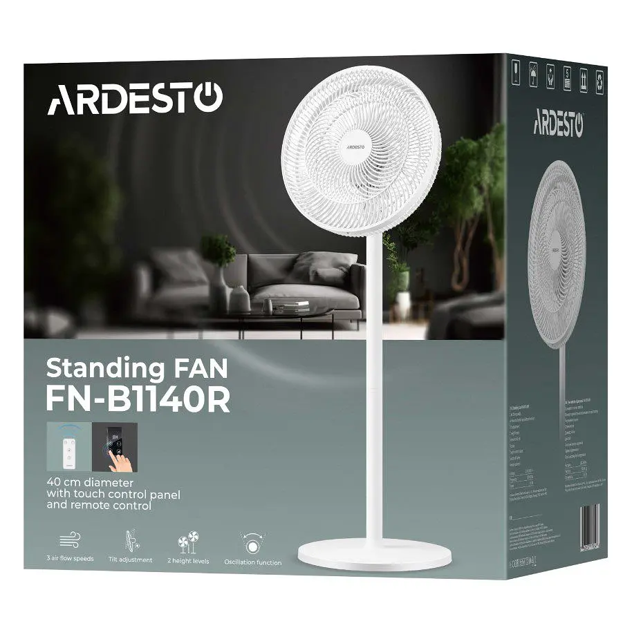 Вентилятор ARDESTO FNB-1140R 40 см, 55 Вт, дисплей, таймер, пульт ДУ, опора круглая - фото 6