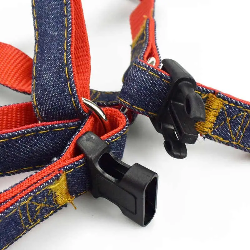 Шлея с поводком для собак AnimAll Denim Leash Red, 28-38х1/120 см - фото 3