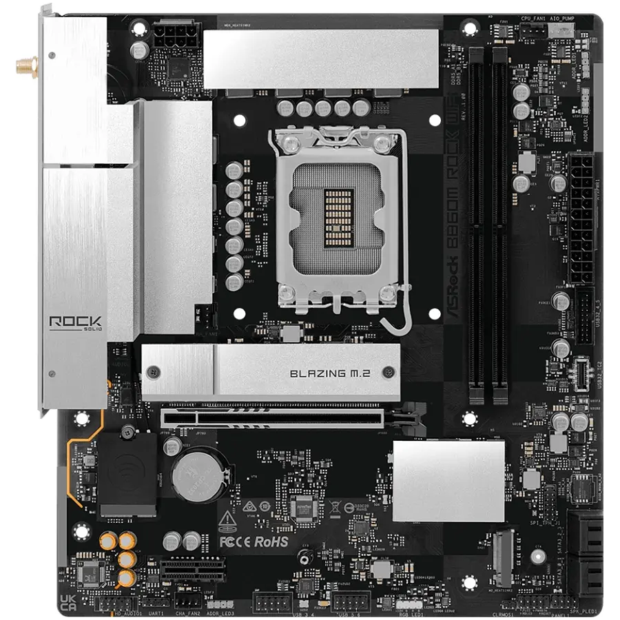 AsRock B860M ROCK WIFI (1851/B860, 2*DDR5, 2*PCIex16, HDMI/DP, 4xSATA, 2xM.2, 2.5Glan, 7.1ch, mATX) - фото 3