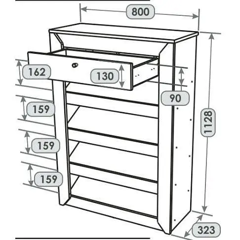 Тумба для обуви Эверест Нордик-800, 80х32х113 см графит/дуб золотой крафт (EVR-5548) - фото 2