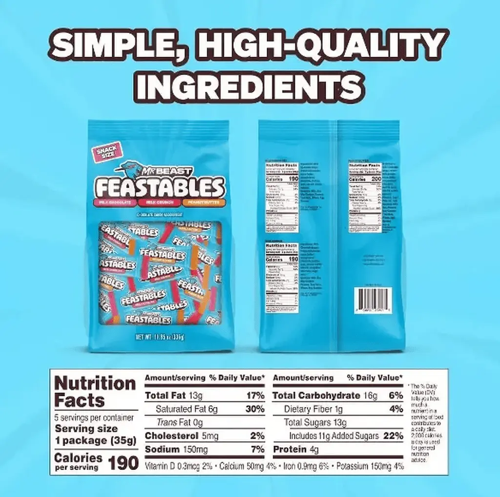 Набір шоколадних батончиків MrBeast Feastables Chocolate Candy Assortment 366 г - фото 6