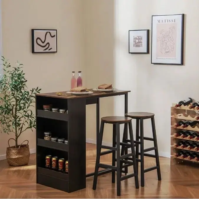 Барний стіл та 2 барні стільці Costway Picmi в стилі Loft - фото 2