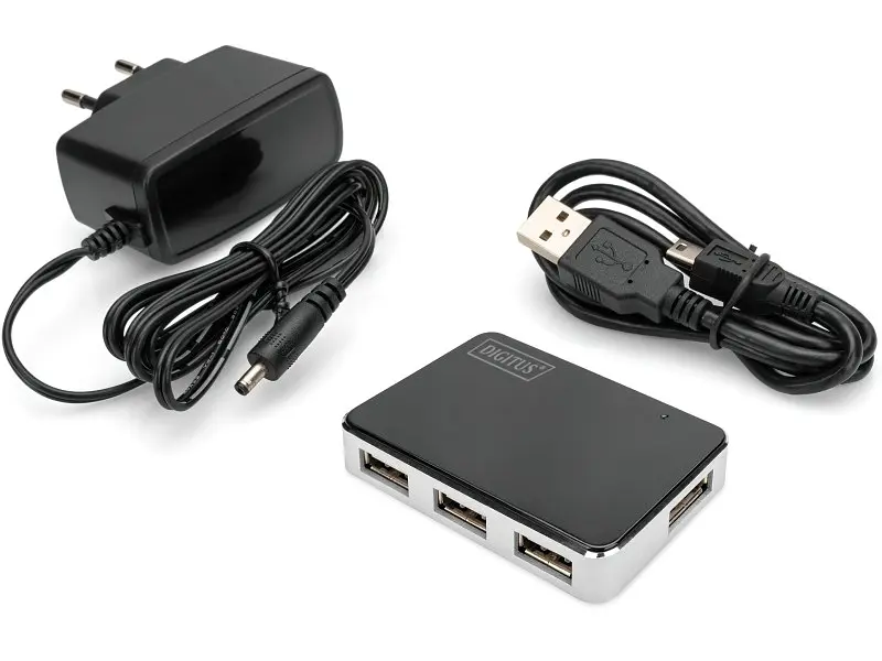Мультипортовий адаптер Digitus Hub 4-port USB 2.0 HighSpeed, Black (DA-70220) - фото 5