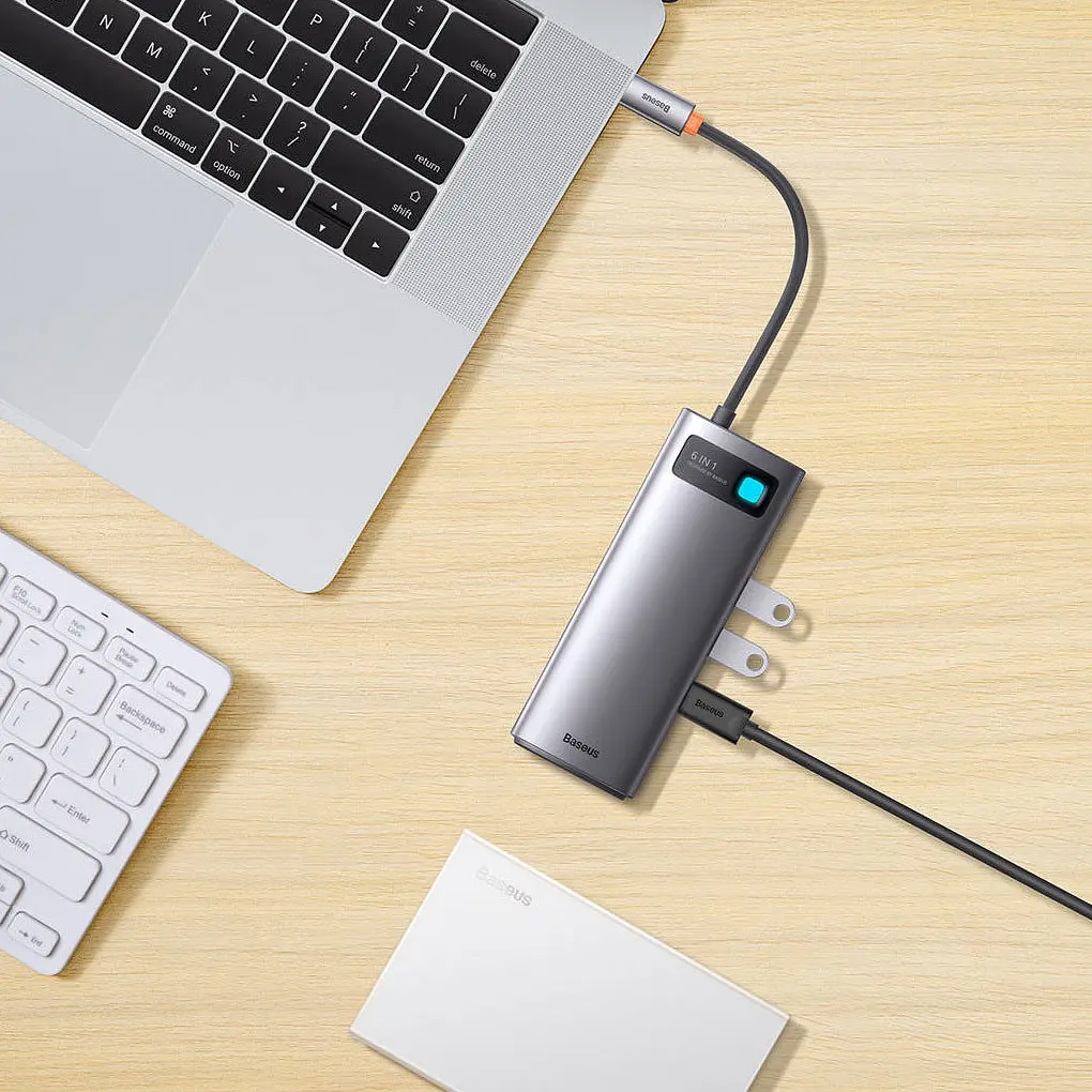 Хаб - док-станция Baseus WKWG030013 Metal Gleam Series 6-in-1 Type-C HUB Docking Station - фото 9