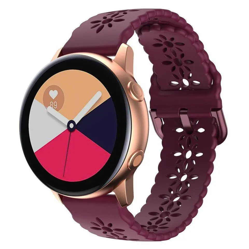 Ремінець Flower для Xiaomi Amazfit Bip Bip Lite Bip U Bip 1S Bip 3 - темно-червоний ширина кріплення 20мм силікон Watchbands (W32-7WB13160120) - фото 2