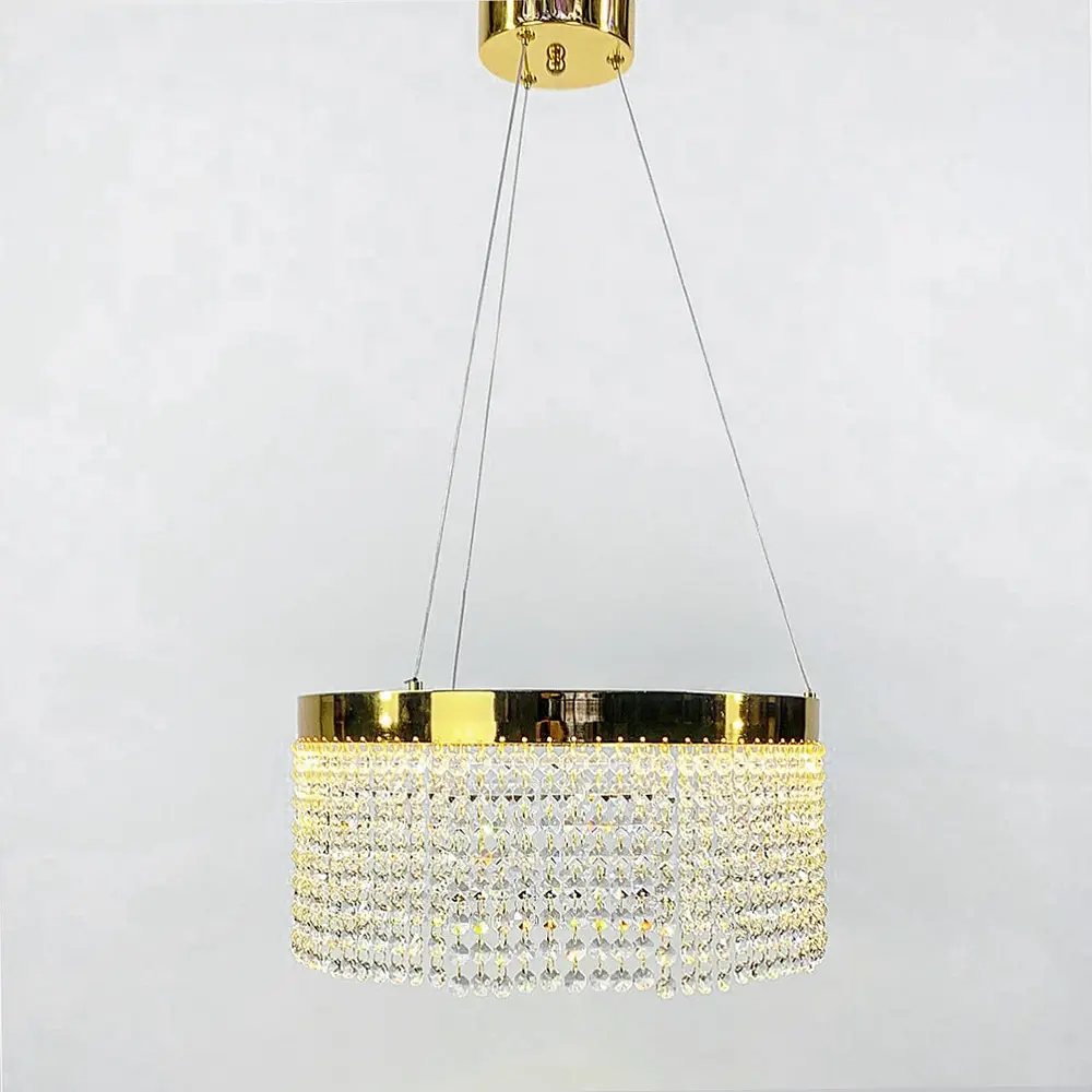 Невероятная хрустальная люстра с золотой обводкой h35 Line.F Диаметр 60см - фото 3