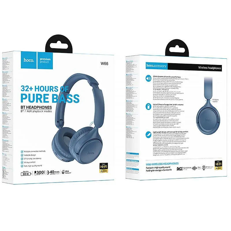 Накладні бездротові навушники Hoco W66 Wave Blue - фото 4