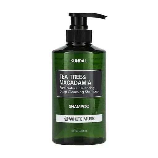 Шампунь балансуючий "Білий мускус" Kundal Tea Tree & Macadamia Deep Cleansing Shampoo White musk 500 мл