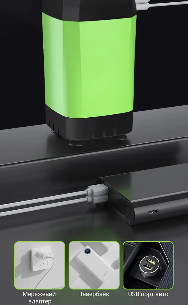 Портативний кемпінговий душ з акумулятором на 6000 mAh Зелений (00251) - фото 4