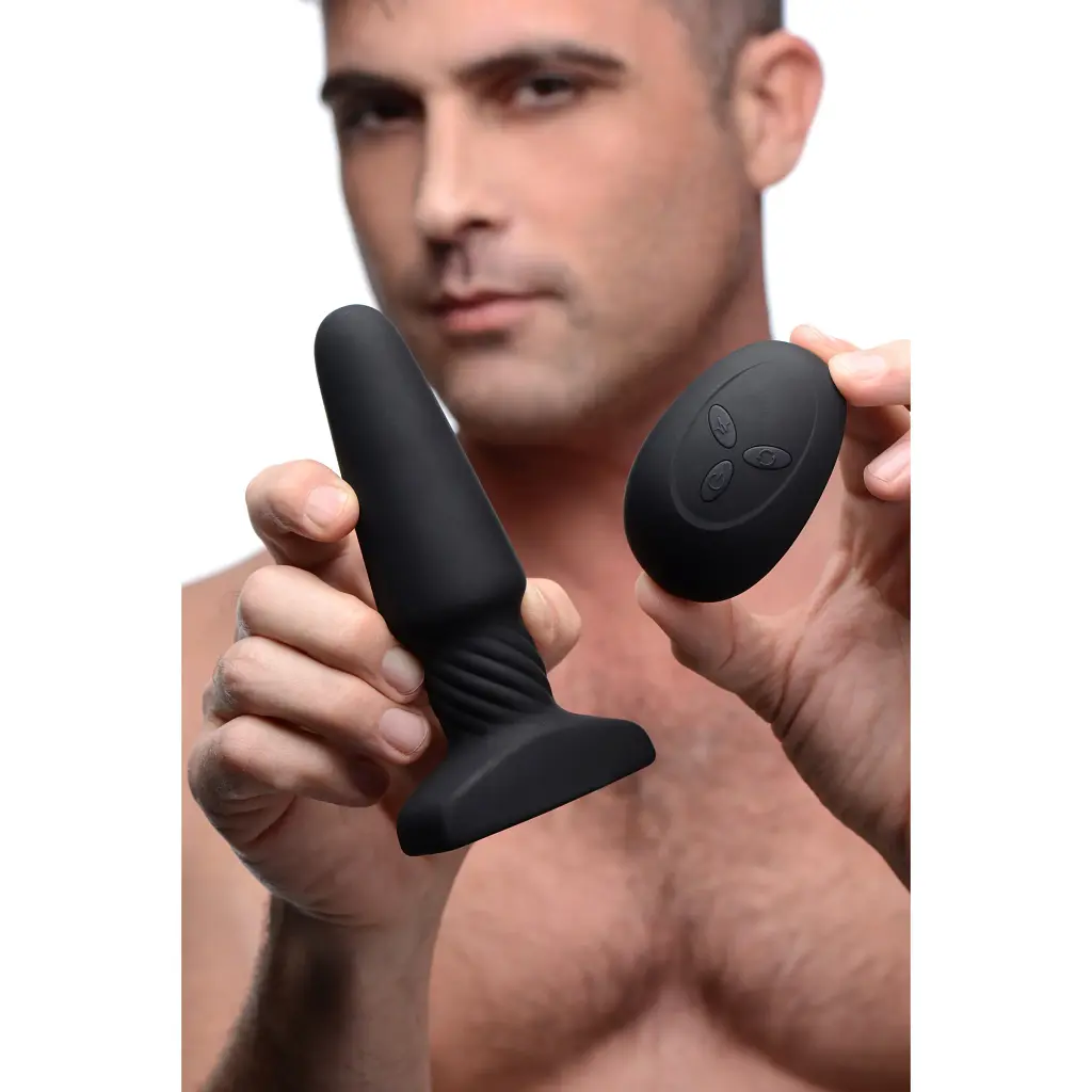 Анальна пробка з вібрацією Xr Brands Rimmers Slim R Smooth Rimming Plug With Remote, 14 см, чорний - фото 3