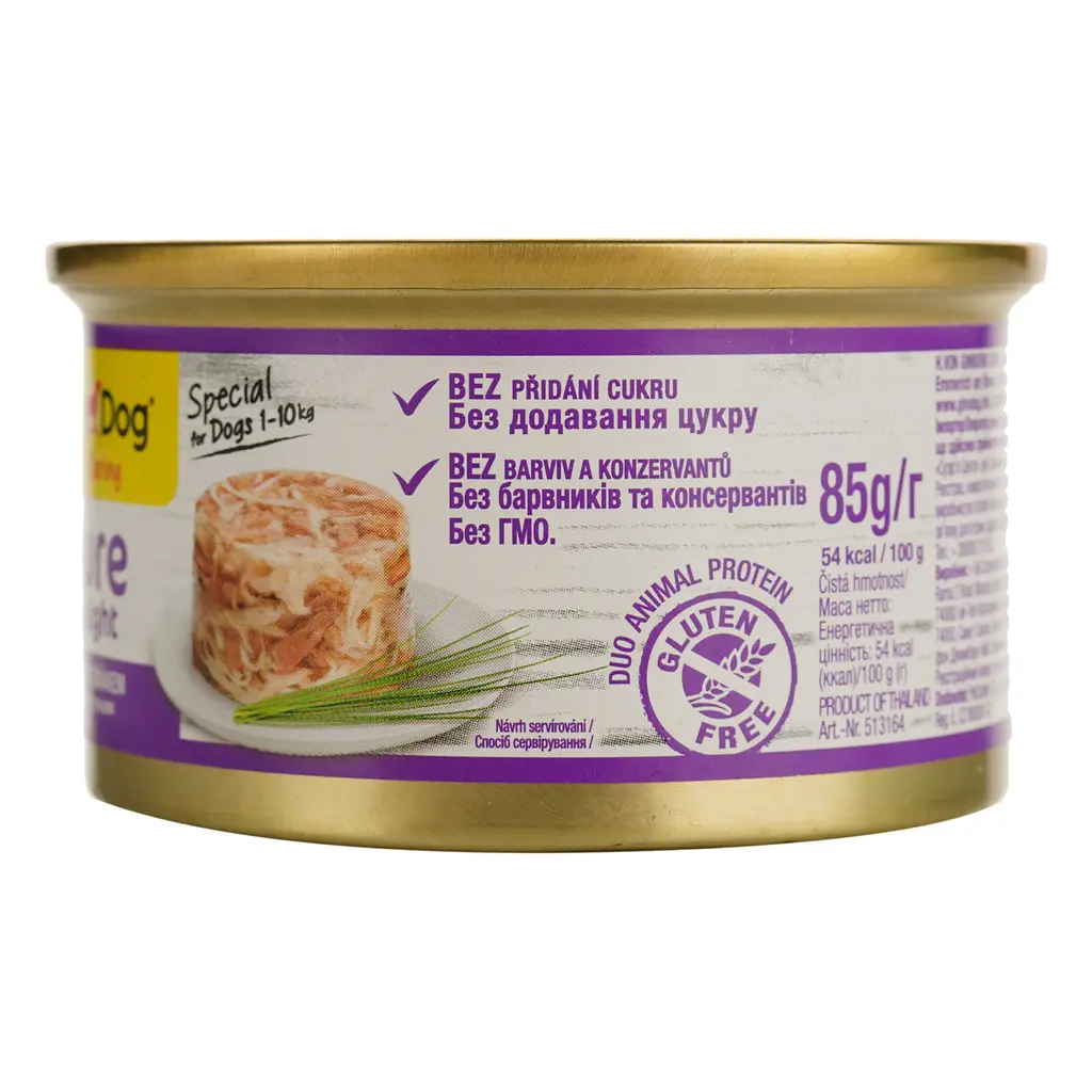 Влажный корм для собак GimDog LD Pure Delight, для миниатюрных пород весом до 10 кг, с курицей и тунцом, 85 г - фото 2