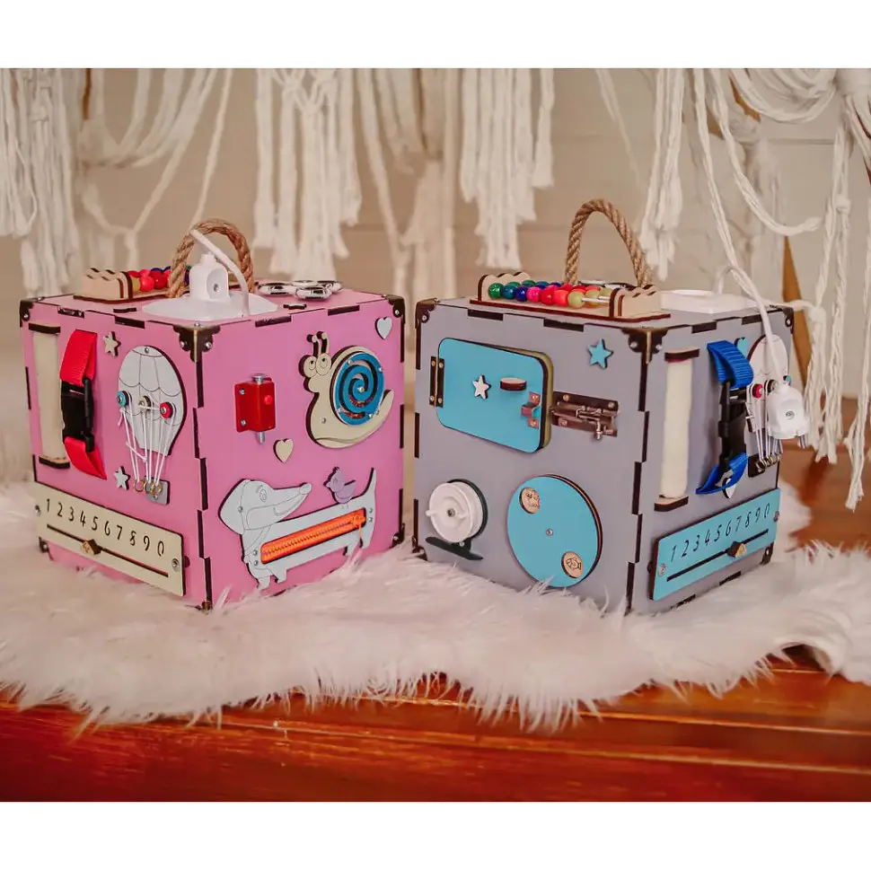 Развивающая игрушка Бизикуб Temple Group TG200162 23х23х23см Розовый - фото 4