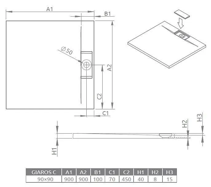 Душевой поддон Radaway Giaros C 90x90 MKGC9090-03 - фото 5