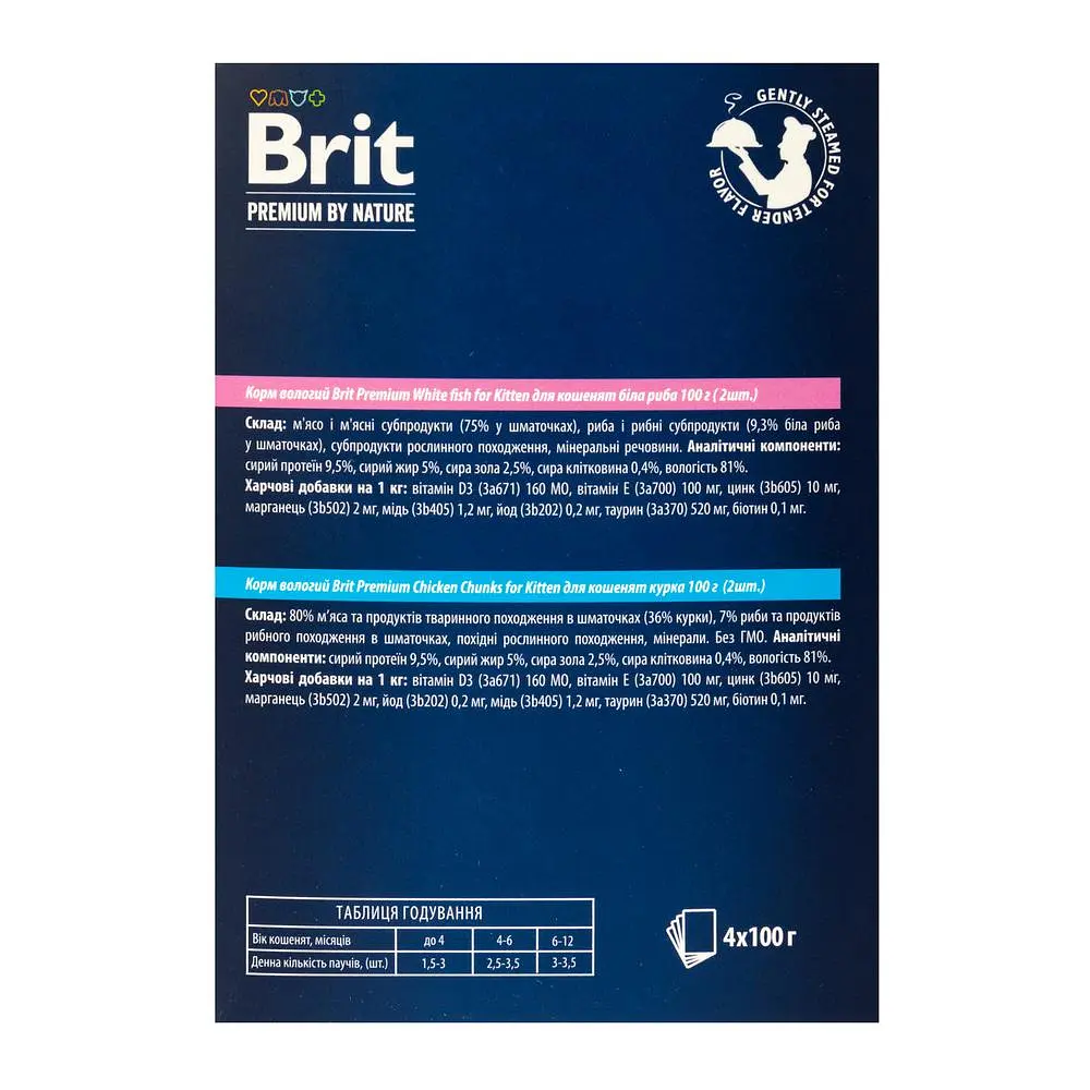 Набір Корм ​​вологий Brit Premium для кошенят курка+риба 3+1 - фото 5