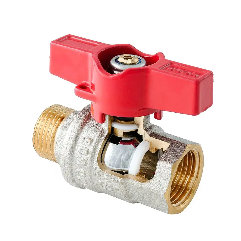 Кран кульовий ГШМ Koer Extreme KE.218-15 - 1/2" FM ручка "метелик" червона KR5759 - фото 3