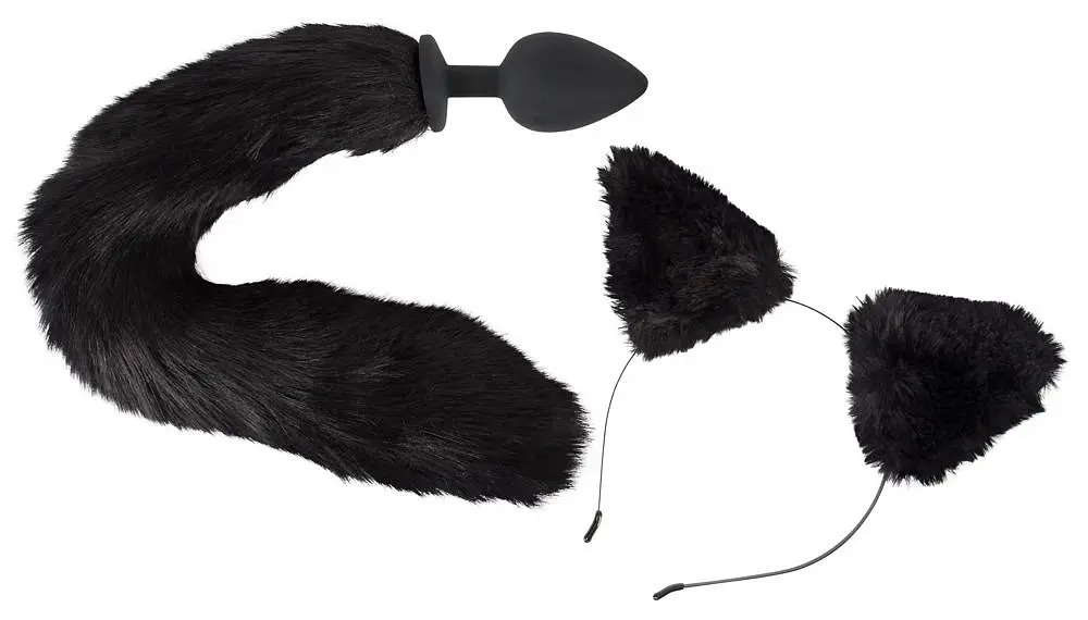 Анальна пробка з хвостом та обідок з вушками Bad Kitty Pet Play Plug Ears