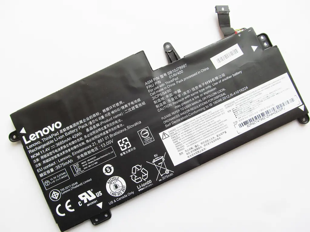 Акумулятор для ноутбука Lenovo ThinkPad 13 (1st Gen) 01AV400, 3685 mAh (42Wh), 3cell, 11.4V, Li-ion, чорний - фото 2