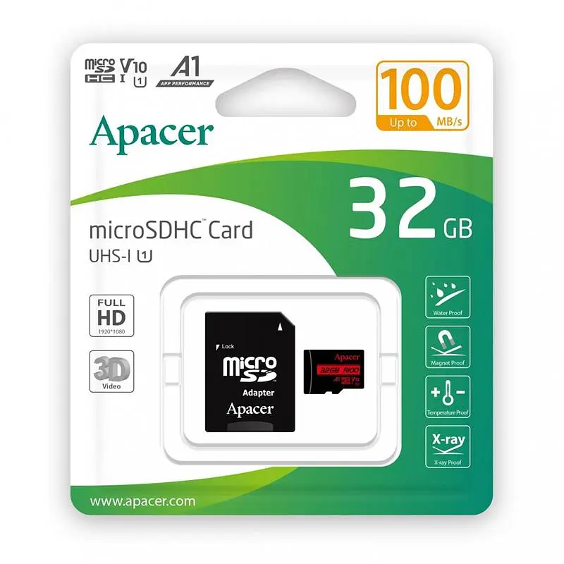 Apacer Карта пам'яті microSD 32GB C10 UHS-I R100MB/s + SD - фото 2