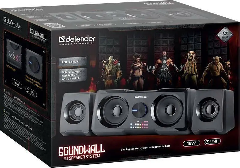 Акустична система Defender Soundwall (2.1) 16W (живлення від USB) Чорна - фото 4