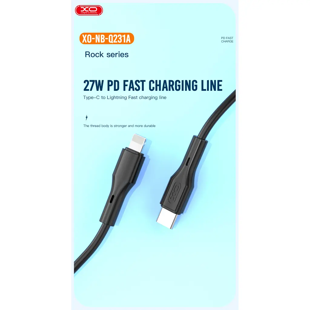 Дата кабель USB-C to Lightning 1.0m 27W Rock XO (NBQ231A_White) - фото 2