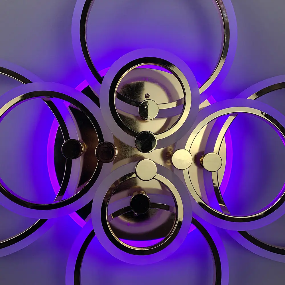 Светодиодная люстра Senta на 8 колец в золотом корпусе Line.F A 2374/8 RGB GD - фото 6