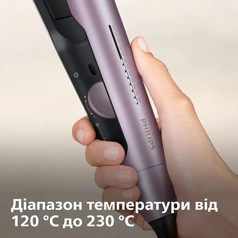 Випрямляч для волосся Philips 5000 ThermoShield 12 режимів рожево-сірий (BHS530/00) - фото 4