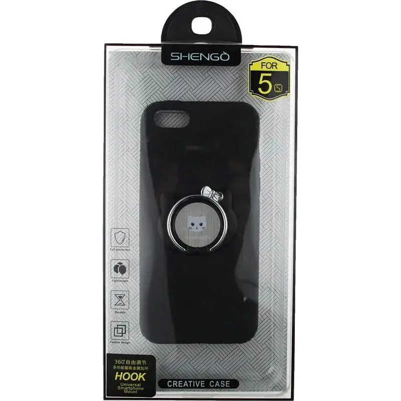 Чохол-накладка Shengo Soft-touch holder TPU Case iPhone 5/5S/SE Black - фото 3