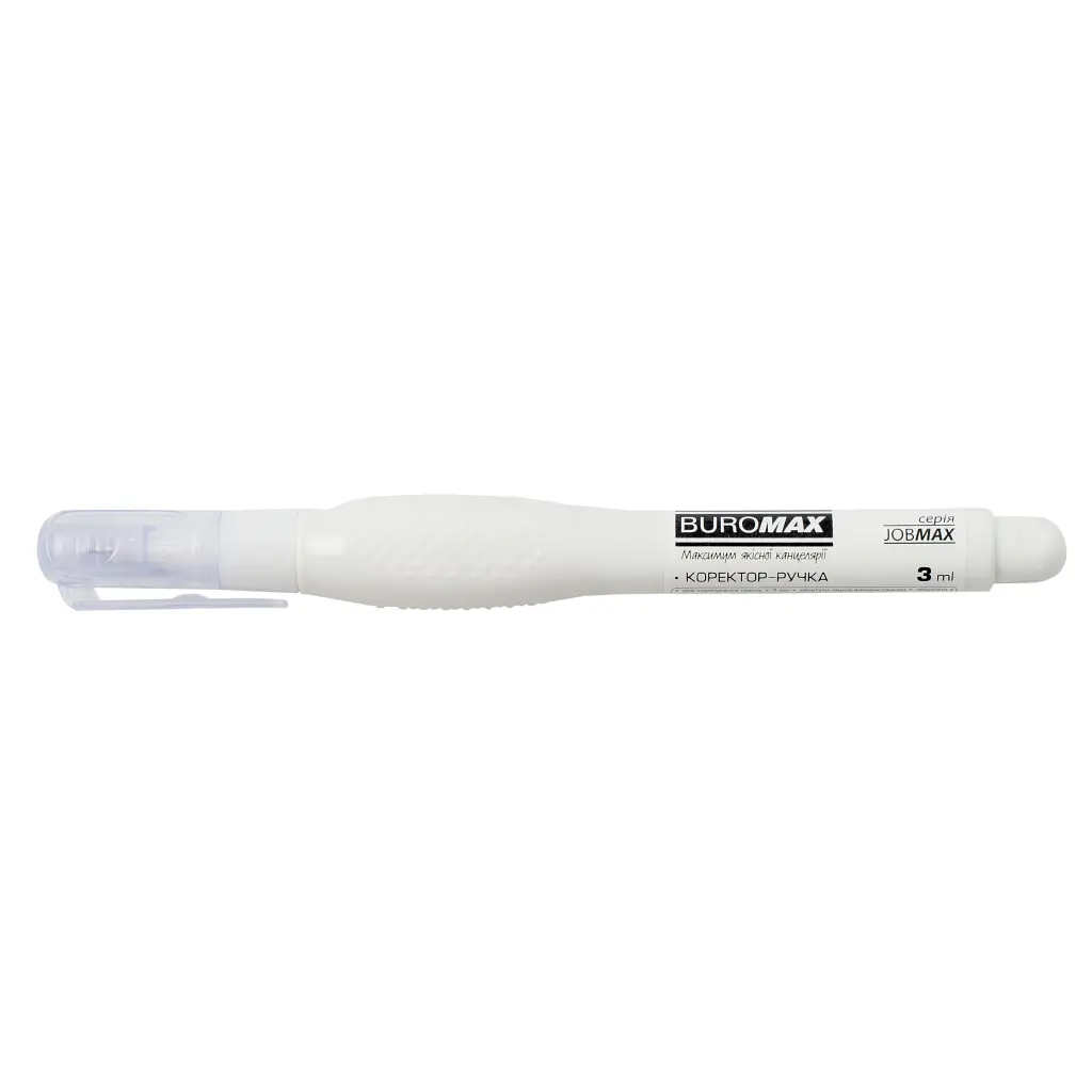 Коректор Buromax ручка 3 мл Jobmax, спиртова основа, металевий наконечник (BM.1050) - фото 2
