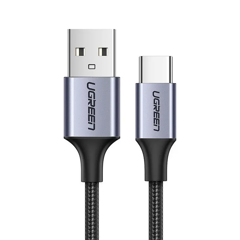 Кабель USB 2.0 AM-Type-CM, 2 м, 60W Nickel Plating Aluminum Braid Черный, US288 UGREEN - фото 2