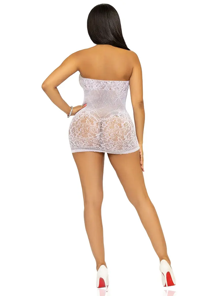 Сукня-сітка зі стразами Leg Avenue Rhinestone halter mini dress White, відкрита спина, one size - фото 6