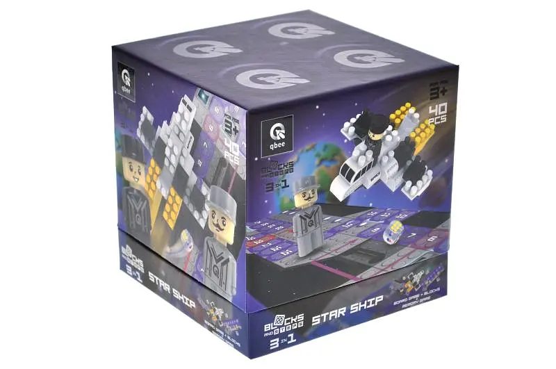 Конструктор блоковий QB300-105 "Block&Steps: Зоряний Корабель" + ходилка та меморі гра 3в1, 40дет. qbee - фото 5