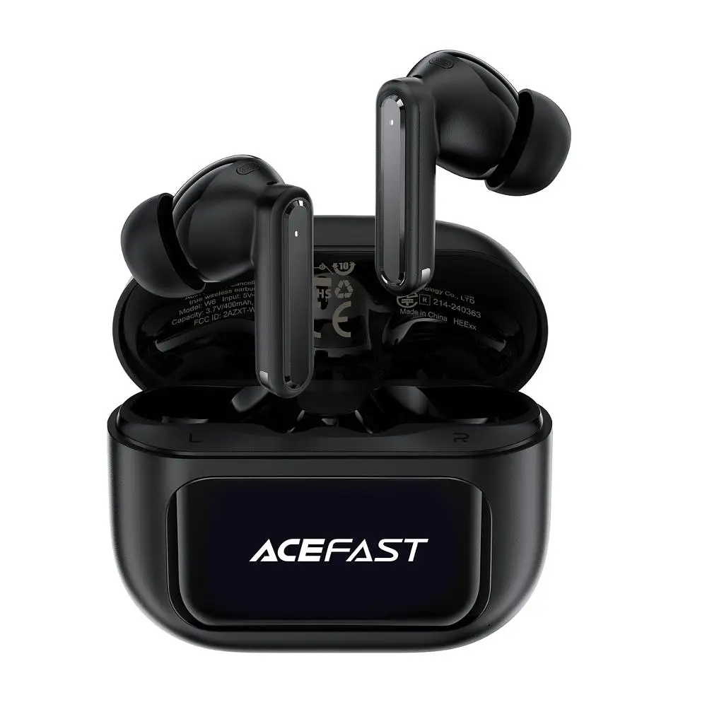 Бездротові навушники TWS ACEFAST W6 smart screen,ENC, IPX4, Black