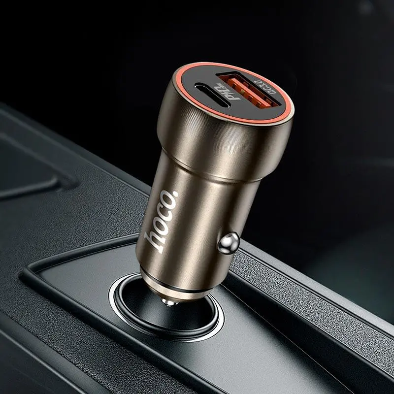 Адаптер автомобільний HOCO Type-C Cable Blue whale car charger set Z46A набір коричневий - фото 5