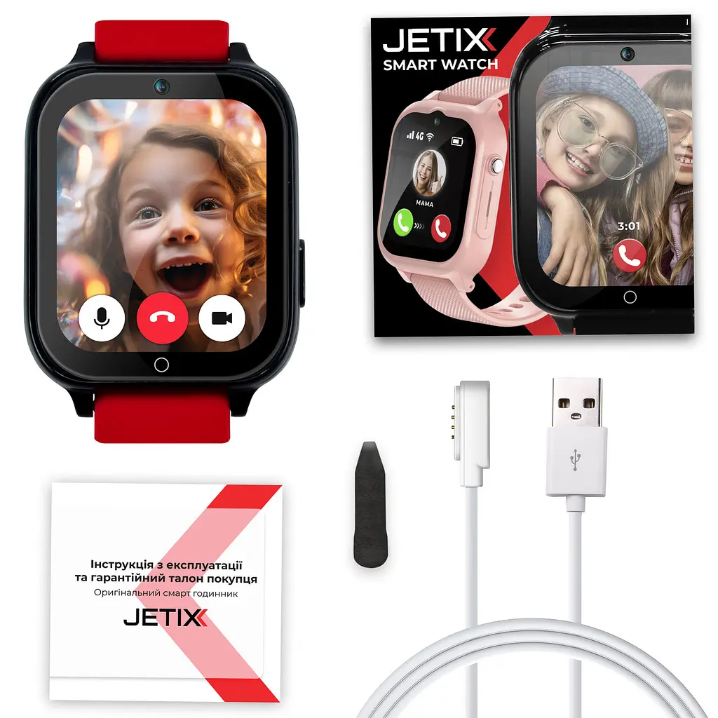 Смарт-годинник JETIX DF100 Pro з 4G відеодзвінком, вібродзвінком і вологозахистом IP67 — Red - фото 9